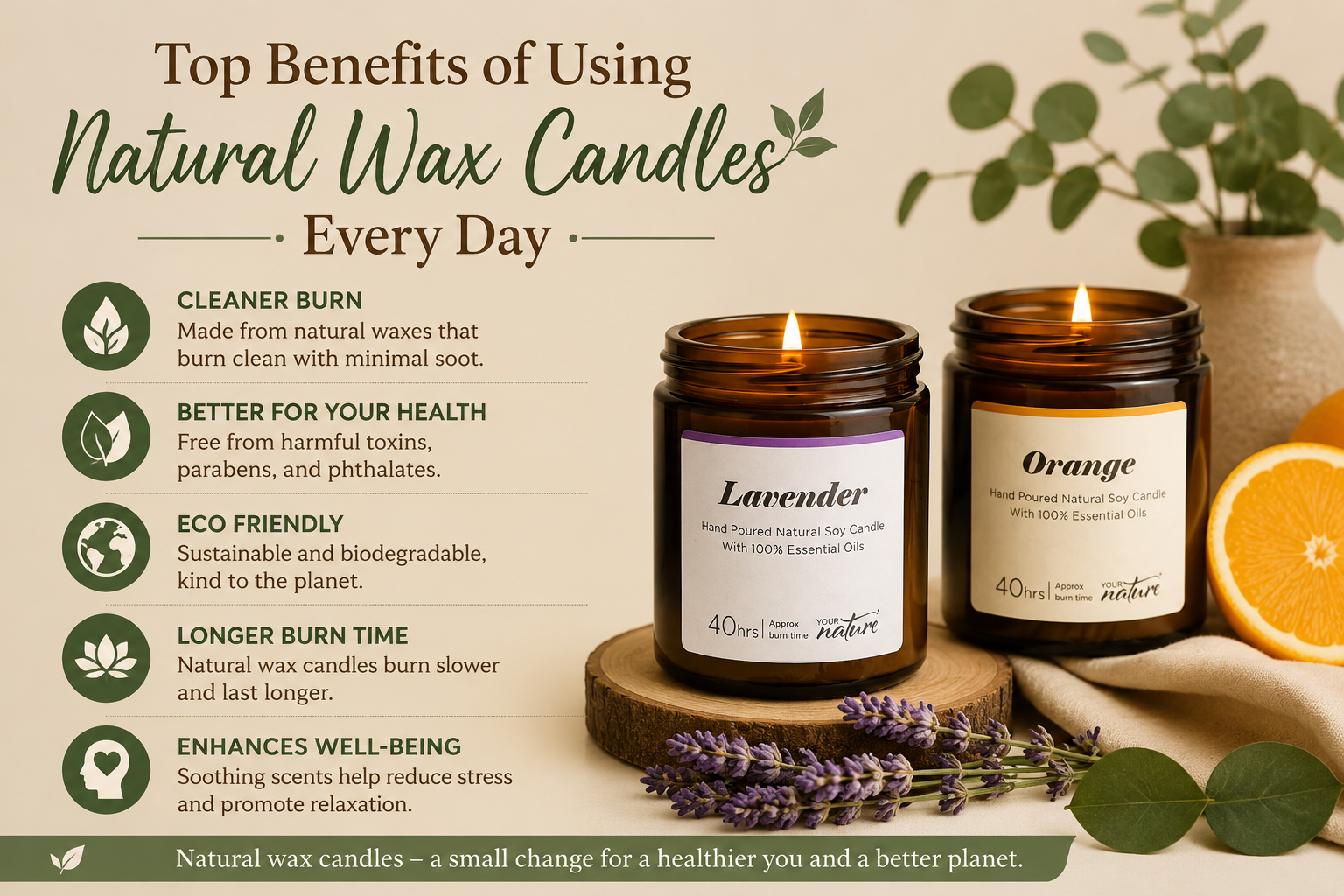 Natural wax candles